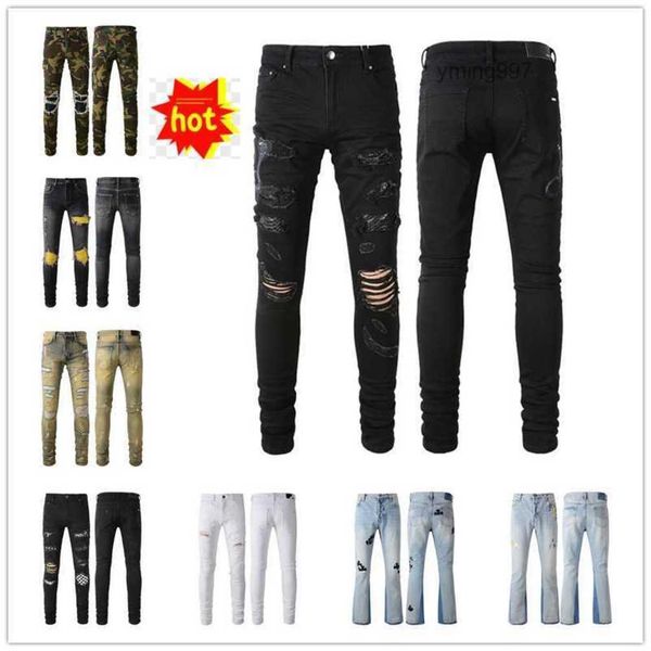 

2023 coolguy new arrivals man amirly mens pants luxury designer jean denim biker purple jeans clothing holes trousers wobo, Blue