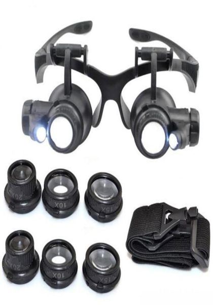 

10x 15x 20x 25x magnifying glass double led lights eye glasses lens magnifier loupe jeweler watch repair tools85907291645298