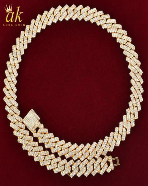 

14mm bling zircons miami cuban chain necklace for men gold color material copper charms hip hop rock street jewelry7908155, Silver