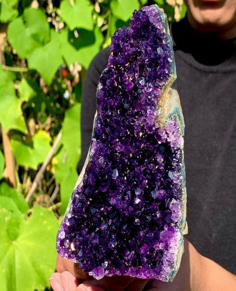 

1kg natural amethyst geode quartz cluster crystal specimen healing5497106, Black