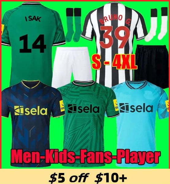 

3xl 4xl 23 24 bruno g. soccer jerseys 2023 2024 wilson saint newcastles maximin isak uniteds football shirt home away third set fans player, Black;yellow