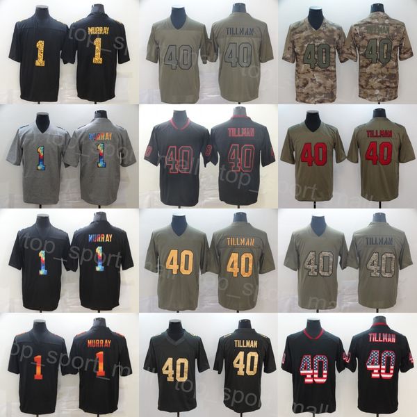 

man football 40 pat tillman jersey 1 kyler murray stitching hemp grey drift rainbow leopard grain usmc flag olive salute to service camo tur, Black;red