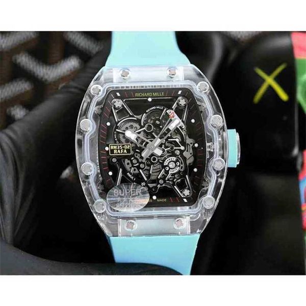 

luxury watchses for mens mechanical watchs richa mill rm35-02 swiss automatic movement sapphire mirror rubber strap swiss brand designer spo, Slivery;black