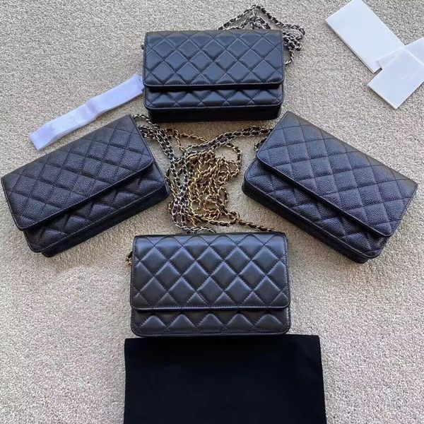 

10a super quality women chain wallet real leather caviar lambskin zipper mini woc shoulder bag crossbody luxurys designers bags classic hang