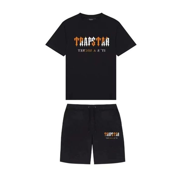 

brand trapstar clothing t-shirt tracksuit sets harajuku tee funny hip hop color t shirt beach casual shorts227a, White;black