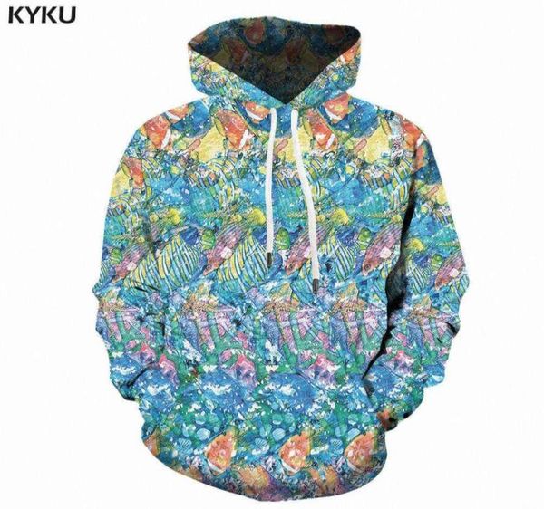 

3d hoodies anime sweatshirts men psychedelic hooded casual funny 3d printed ocean sweatshirt printed fish hoodie print h09098390261, Black