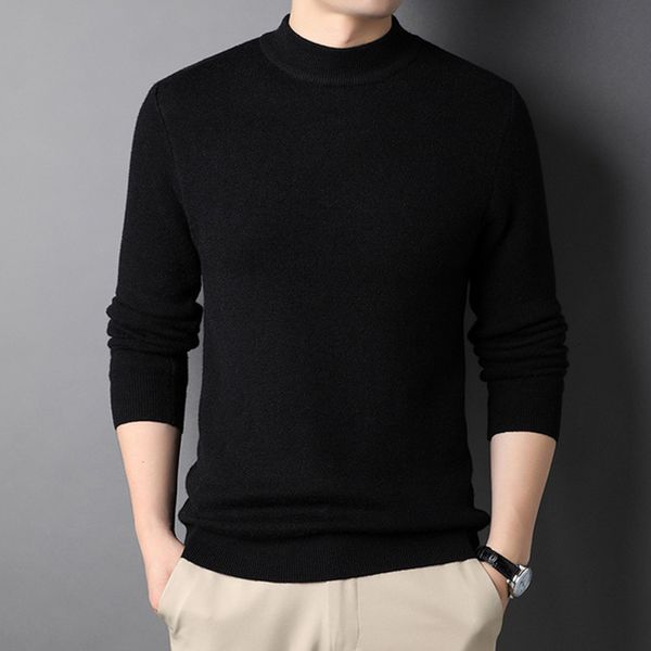 

men's sweaters brand men's cashmere sweater half turtleneck men sweaters knit pullovers for male youth slim knitwear man sweater 2, White;black