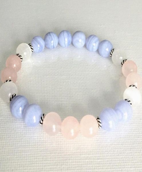 

mg0816 grade blue lace agate bracelet snow quartz rose quartz bracelet negative energy protection bracelet2683598, Black