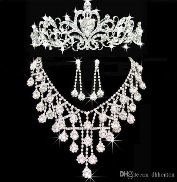 

tiaras gold tiaras headpieces crowns wedding hair jewelry neceklace earring whole fashion girls evening prom party dresses chr6322095, Silver