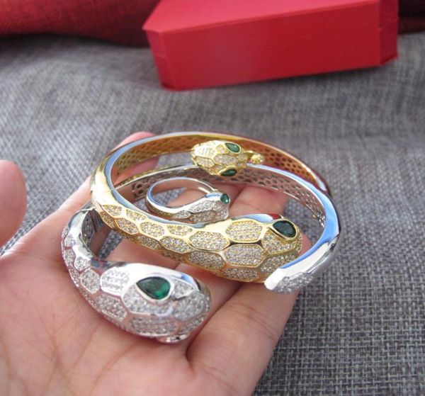 

new designer zircon stones paved cuff bangle bracelet and rings wedding party jewelry sets for women3658039, Silver