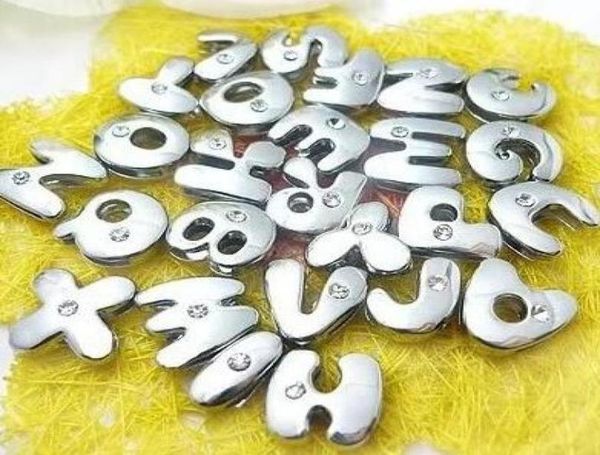 

8mm 130pcslot az one rhinestones silver color slide letter charm diy alloy charms fit for 8mm leather wristband bracelet7456239, Bronze;silver