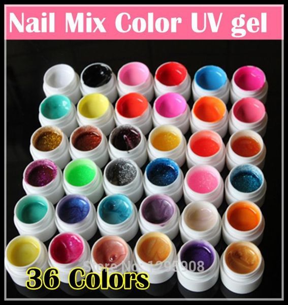 

nail gel wholeprofessional 36 mix colors art uv pureglitter powdershimmer colorful set5gbottle2689537, Red;pink