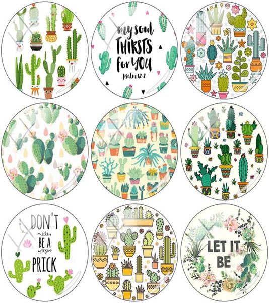 

mixed simple potted cactus cabochons 10mm12mm16mm18mm20mm25mm round glass flat back cabochon demo charms for jewelry making2082100, Bronze;silver