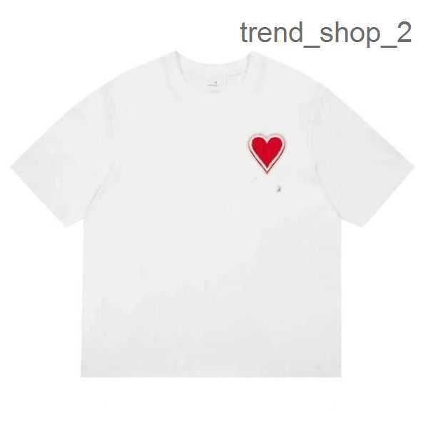 

2023 designers amiparis shirit spring classic heart solid color big love round neck heart short sleeve t-shirt for men and women amis 25 npe, White;black
