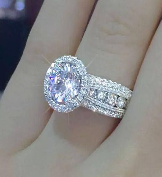 

sparking full zircon wedding rings for women silver color shiny cz engagement party jewelry ladies girls gift bague7409622