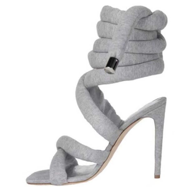 

summer new square head slim high heel sandals wrapped around the feet fashion show dress 43 large women's sandals, Black