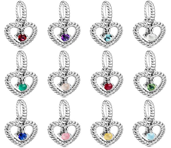 

valentine 925 sterling silver jewelry charms birthstone pendant januarydecember heart dangle charm fit beads necklace bracelet di6825846, Bronze;silver