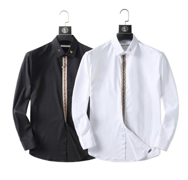 

2022 designer mens dress shirts long sleeves slim fit casual business wear cotton wrinkle resistant solid color white2096542, White;black