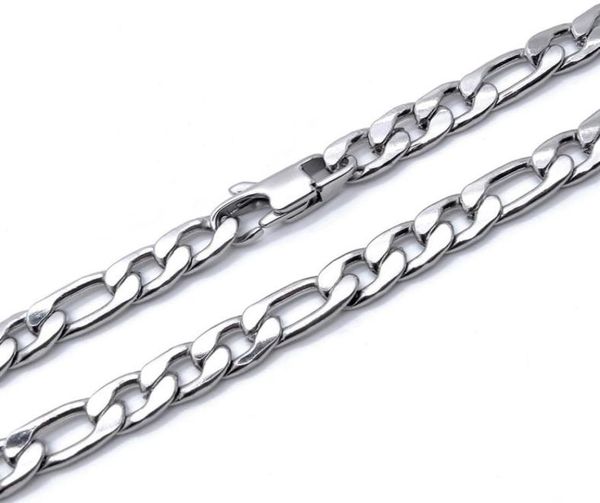 

6mm figaro chain men jewelry 100 stainless steel necklace for man 1836 inches waterproof32919722282, Silver