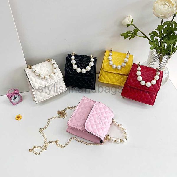 

shoulder bags children's bag small fragrant wind cross shoulder pearl chain 2023 new spring mini lacquer leather pearl handbagstylishha