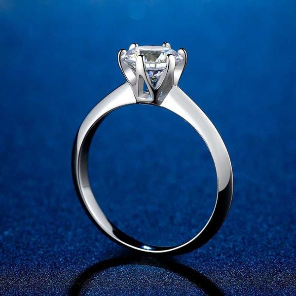 

Luxury Tiff fashion brand jewelry S925 Sterling Silver women's One Ca t family's new D-COLOR morsonite simulation diamond ring opening classic empty holder accessory