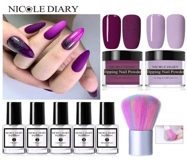 

diary 9pcs dip dipping powder set jelly purple pink nail glitter natural dry without uv lamp acrylic art decoration12479995, Silver;gold