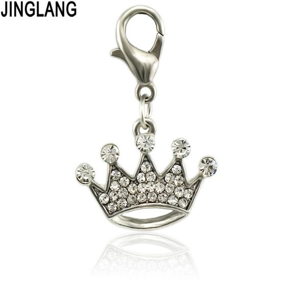 

jinglang rhinestone crown charms metal pendant woman jewelry making accessories2481298, Bronze;silver