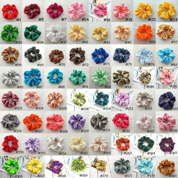 

dhl women silk scrunchie elastic handmade multicolor hairband ponytail holder headband accessories epacket 70 colorszz, Slivery;white