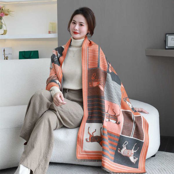 

winter and autumn scarf for women men online store scarves in winter are versatile highend cashmere air conditioning room shawl internet red, Blue;gray