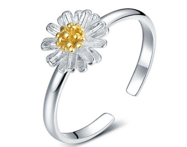 

2017 s plating s925 sterling silver daisy sun flower opening ring charms man woman ring fashion jewelry 10pcslot4586194
