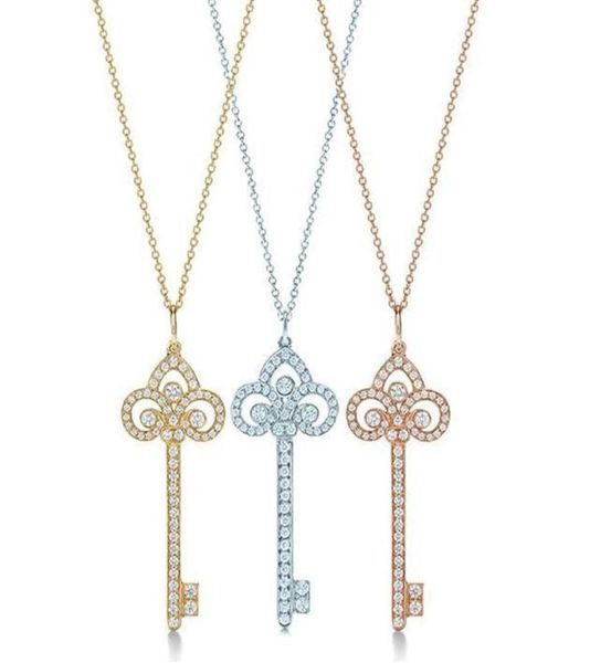 

fashion pendant necklaces for women simple key full diamond pendants necklace designer jewelry silver plated gifts chirstmas thank8580503