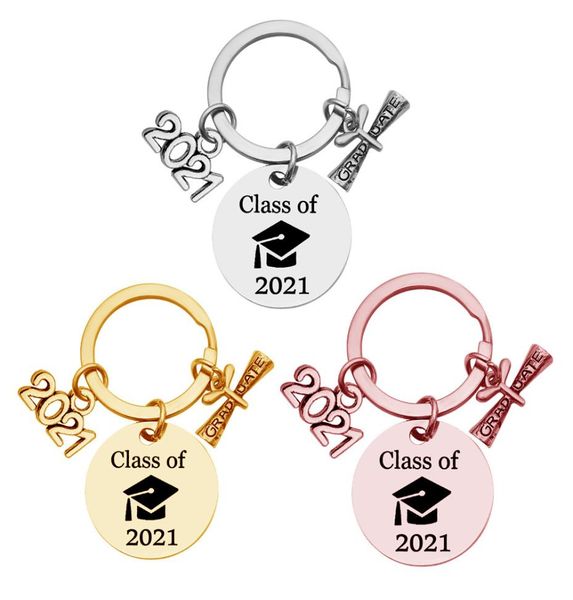 

2021 stainless steel creative graduation keychain graduate students positive energy key chain keyring graduation gift jewelry acce6742173, Slivery;golden