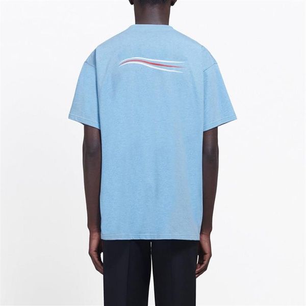 

summer spring solid color logo wave oversize men's t-shirts france paris luxury fashion classic letter print women short slee274l, White;black