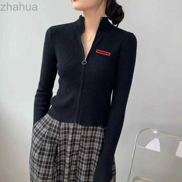 

womens knits tees women cardigan sweater with zippers short style lady slim jumpers shirt design s-xl, White