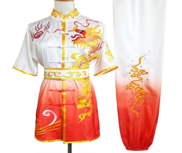 

chinese wushu uniform kungfu clothes martial arts suit taolu outfit changquan match garment for men women children boy girl kids a2274686, Black;red