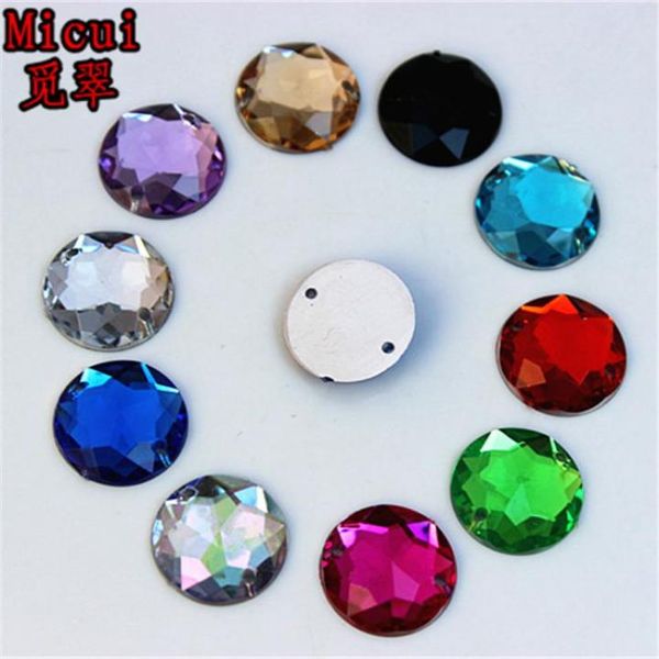 

micui 100pcs 14mm round chamfer surface flatback crystal sewing acrylic rhinestones for wedding arts crafts decorate zz6146265111, Black