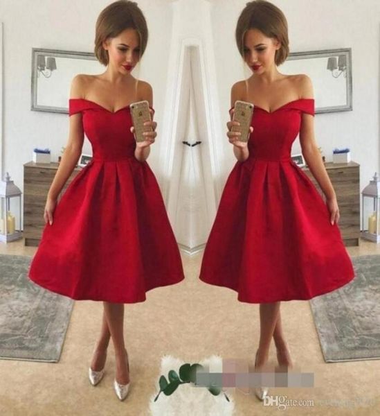 

arabic short cocktail dresses red homecoming dresses v neck off the shoulder knee length lace up applique a line party dresse2373936, Black