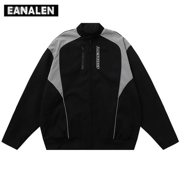 

mens jackets harajuku retro black grey motorcycle racing school team jacket windbreaker short oversized casual coat women bomber 230810, Black;brown
