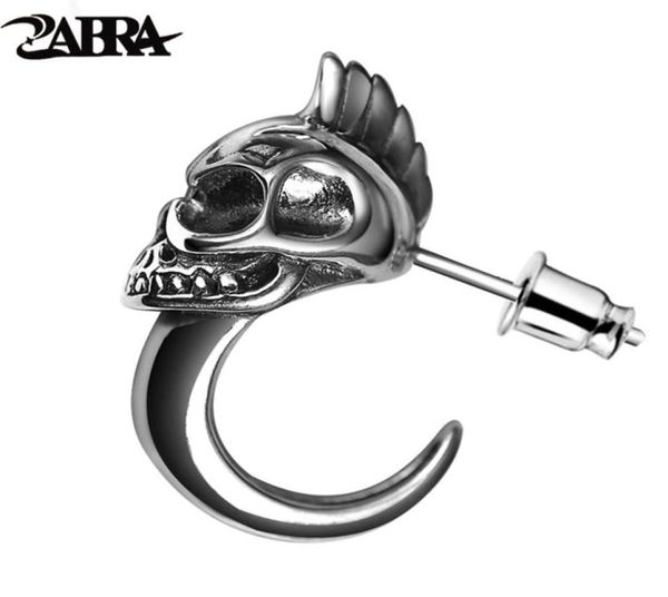 

zabra 925 sterling silver skull stud mens earrings vintage black earring men punk skeleton studs for men biker jewelry 1pcs cx20061555954, Golden;silver