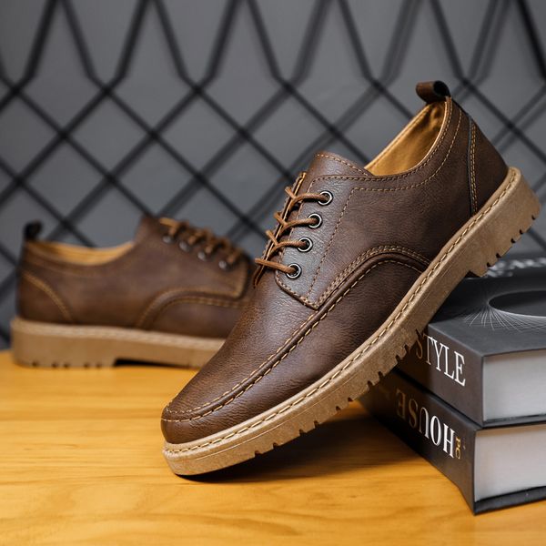 

dress shoes men leather business allmatch casual shockabsorbing footwear wearresistant 230810, Black