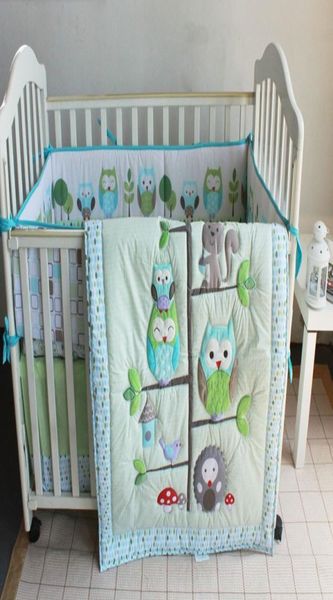 

promotion 7pcs baby bedding set cot set embroidered quilt bumper sheet dust ruffle bumperduvetbed coverbed skirt9137857