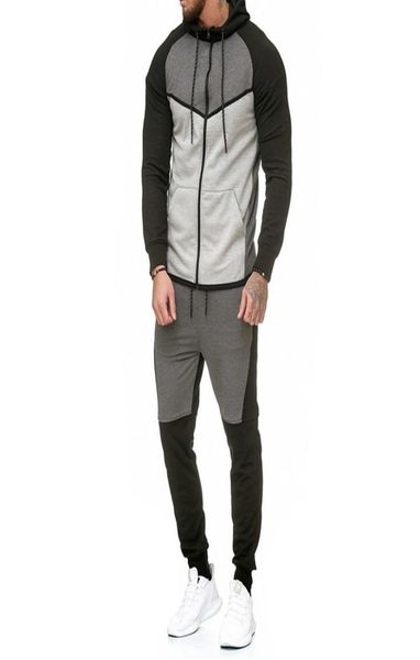 

autumn fitness sportswear men set fashion tracksuits sets man bodybuilding hoodies pant casual outwear suits drop4443103, Gray