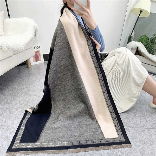 

wholesale h home scarf for sale 2023 women's autumn and winter new imitation cashmere warm shawl thickened extended, Blue;gray