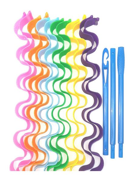 

12pcs 55cm hair curlers magic styling kit with style hooks wave formers for most hairstyles3472905