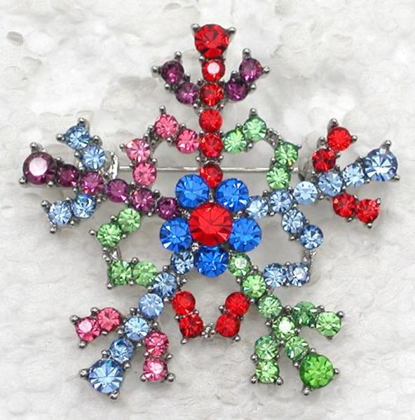 

12pcslot whole crystal rhinestone snowflake brooches fashion costume pin brooch christmas gift jewelry c5431133166, Gray