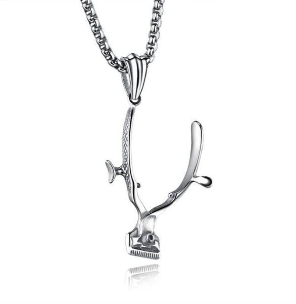 

old fashion manual clipper haircut stainless steel hand push hair trimmer pendant necklace6300020, Silver