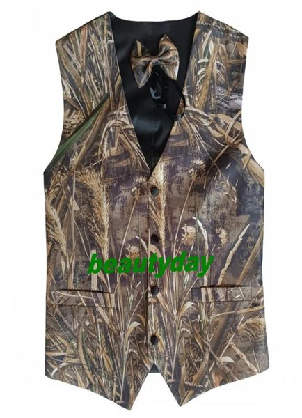 

casual camo vests for men tuxedos groom wedding suits attire country style party prom hunter custom made plus size4353955, Black