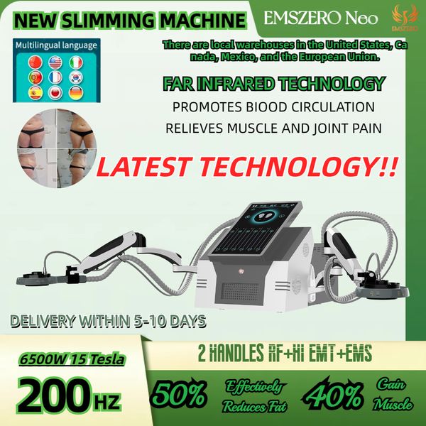 

2023 muscle gain deskslimming rf emszero 15 tesla 6600w 2 handle infrared electromagnetic stimulation muscle increase fat decrease beauty in