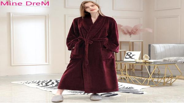 

women039s sleepwear long flannel bathrobe women winter plaid warm bath robe cozy kimono robes dressing gown men night for1138011, Black;red