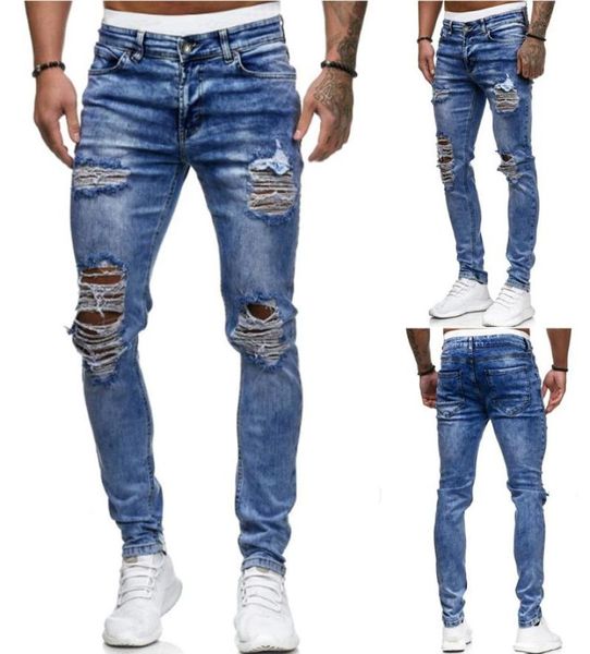 

mens ripped jeans for men casual black blue skinny slim fit denim pants biker hip hop jeans with holel denim pants newg12666861